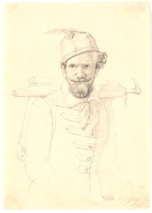 Self-Portrait with Knapsack by Wilhelm Bendz