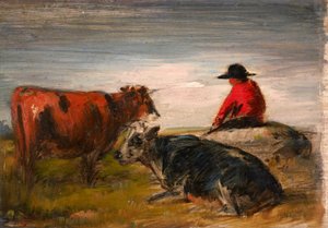 Shepherd with Cows by Wilhelm Busch