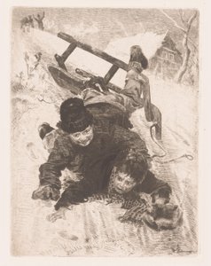 Two Boys Falling from a Sled by Wilhelm Carl August Zimmer