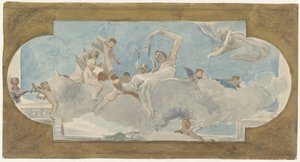 Ceiling Painting with Figures Seated on Clouds by Wilhelm Cornelis Bauer