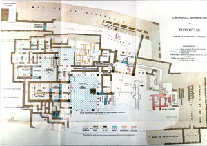 Map of the ancient city of Greece Tiryns, Heinrich Schliemann, Paris by Wilhelm Doerpfeld
