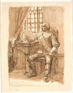 Nobleman from the Time of Christian IV Sitting and Reading a Letter by Wilhelm Marstrand