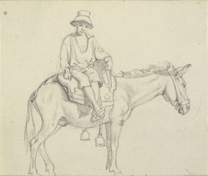 Boy Sitting Sideways on a Donkey by Wilhelm Marstrand