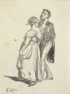 A Girl Pulling a Man by the Ear
