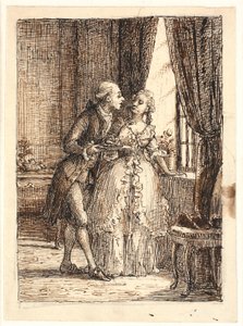 A Young Couple. Crown Prince Frederick (Frederick V) Eating Cherries with Crown Princess Louise at Charlottenborg by Wilhelm Marstrand