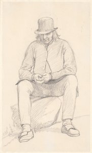 Old Swedish Farmer Sitting on a Stone