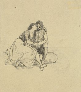 Couple in National Costumes Sitting on a Log