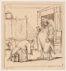 Peder Paars Book 1, Song 4. Per Degn Fears the Bailiff by Wilhelm Marstrand