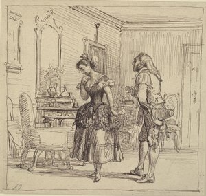 Rosina Gives Figaro the Letter for Count Almaviva. (The Barber of Seville)