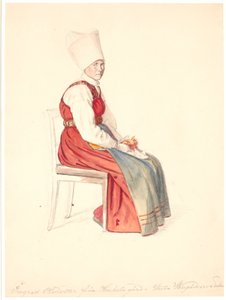 Seated Swedish Peasant Woman with High Headscarf by Wilhelm Marstrand