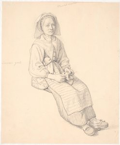Sitting Swedish Woman with Knitting by Wilhelm Marstrand