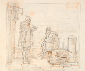 Two Italians on a Pier by the Sea by Wilhelm Marstrand