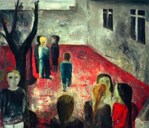 Schoolyard before 1930 by Wilhelm Thöny