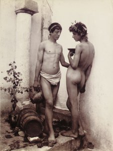 Two young men in classical pose