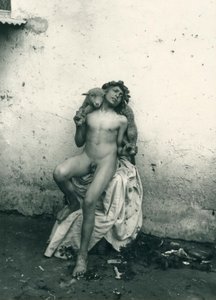 Young boy holding Sheep, Sicily. c1899 by Wilhelm von Gloeden