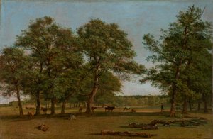 Meadow Pastures near Dietramszell (Pasture Landscape with Old Oaks) by Wilhelm von Kobell