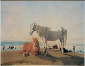 Grazing Horses at Lake Starnberg by Wilhelm von Kobell