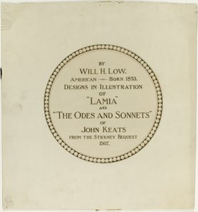 Title Page for the "Odes and Sonnets of John Keats" by Will Hicock Low