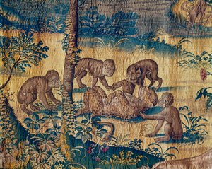 Monkeys Playing with a Panther by Willem (after) Tons