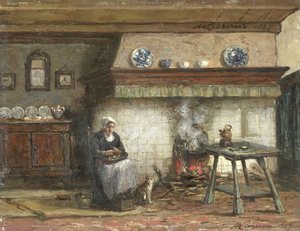 Interior of a Cottage in Scheveningen by Willem Adriaan Alexander Liernur