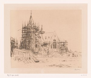 Church Under Construction by Willem Bastiaan Tholen (signed by artist)