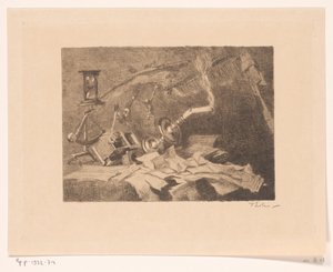 Still Life with Falling and Broken Objects by Willem Bastiaan Tholen (signed by artist)