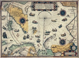 Map of polar regions, by Dutch cartographer Willem Janszoon Blaeu