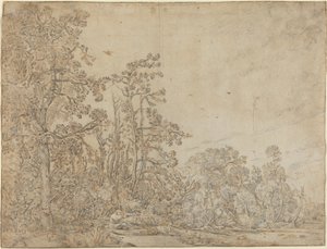 Woodland Pond with a Fisherman by Willem Buytewech