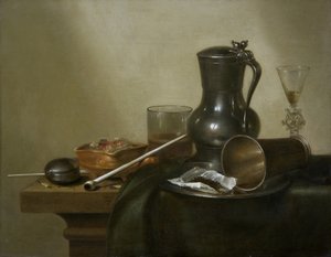 Tobacco Still Life, 1637 by Willem Claesz. Heda