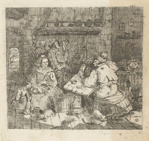 Men Playing Cards and Drinking in the Kitchen by Willem Cornelis van Dijk