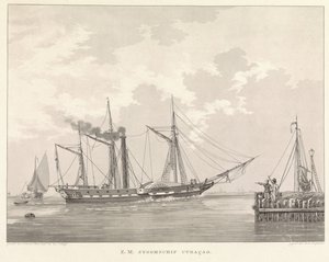 Paddle Steamer at a Quay by Willem Hendrik Hoogkamer