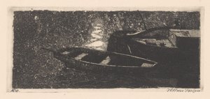 Stern and rowboat by Willem Jansen (graveur) (signed by artist)