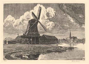Mill de Bonte Hen by Willem Jansen (graveur) (signed by artist)