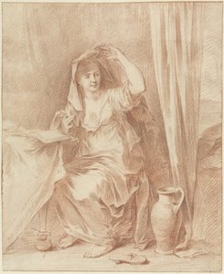 Woman Sitting at a Table Behind a Book by Willem Joseph Laquy