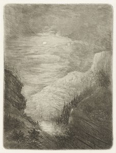 Mountain Landscape with River in Moonlight by Willem Matthias Jan van Dielen