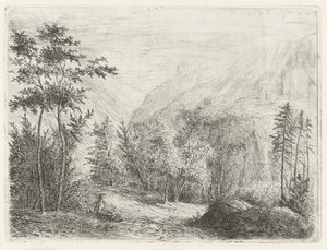 Mountain Landscape with Resting Figure along Road by Willem Matthias Jan van Dielen