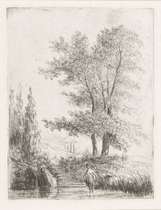 Hilly Landscape with Bather by Willem Matthias Jan van Dielen