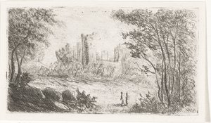 Landscape with Ruin of a Castle and Two Figures by Willem Matthias Jan van Dielen