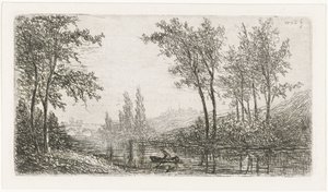 River Landscape with Boat by Willem Matthias Jan van Dielen