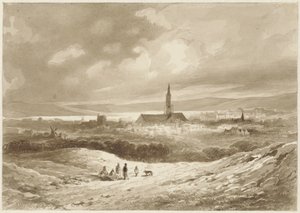 View from the Hills on a City by a Lake by Willem Pieter Hoevenaar