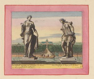 Statues of a Nymph with Laurel Wreath and a Dancer