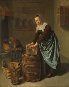 Woman Scouring a Vessel by Willem Van Odekercken