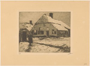 Snow-Covered Houses on a Road in Ede
