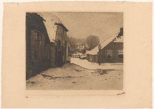 Snow-covered houses in Ede