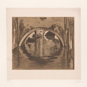 View Under a Bridge with Two Rowboats by Willem Witsen (signed by artist)
