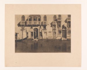 View of facades and mooring posts along the Canale Grande in Venice by Willem Witsen (signed by artist)