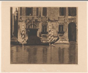 Gondola with Structure in the Grand Canal in Venice by Willem Witsen (signed by artist)