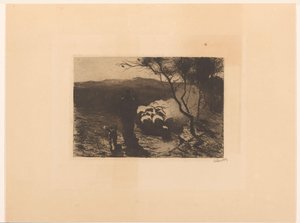 Shepherd with a Dog Behind His Flock by Willem Witsen (signed by artist)
