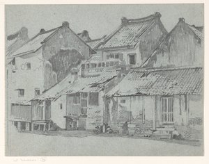 Back Facades of Houses by a River in Batavia by Willem Arnoldus Witsen