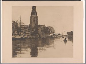 View of the Montelbaanstoren in Amsterdam by Willem Arnoldus Witsen